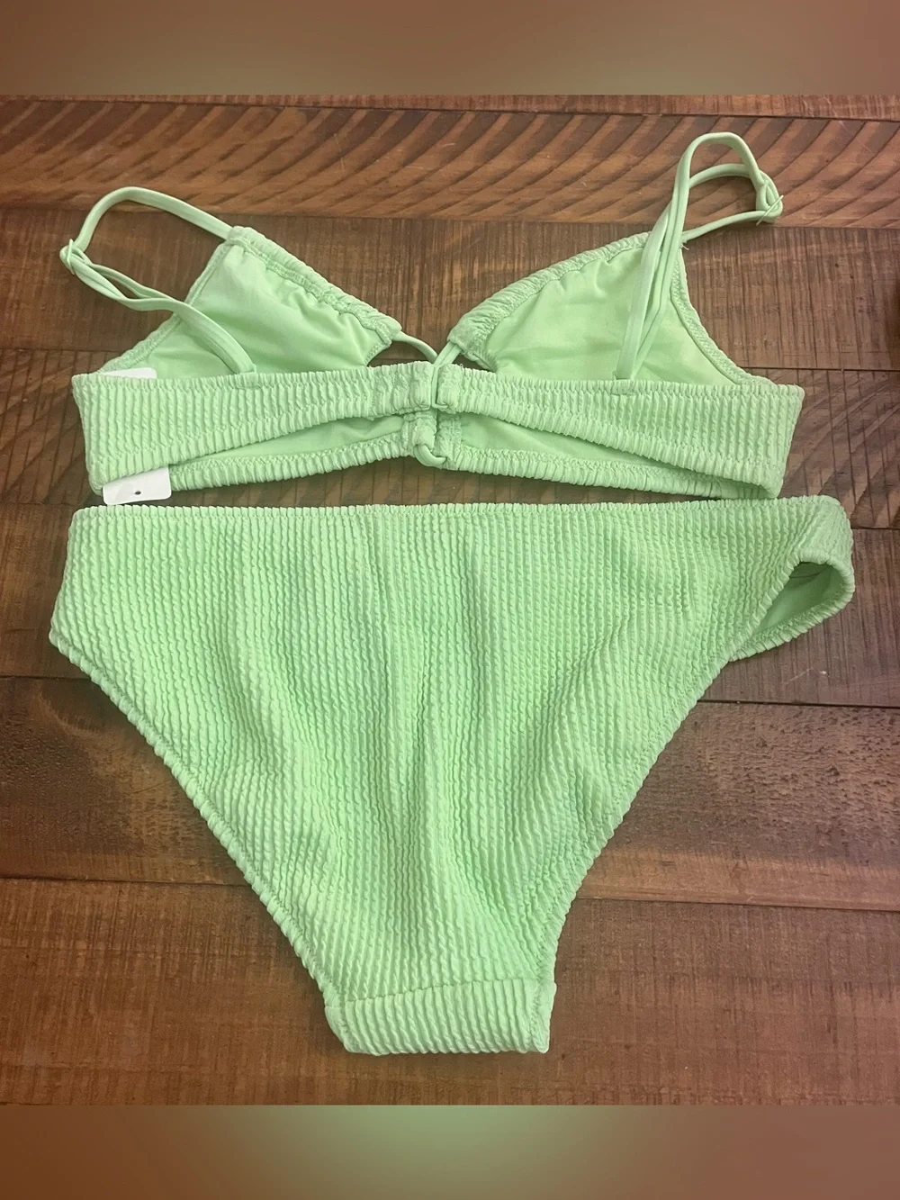 NWT Aerie FULL SET Crinkle Lace Up Top + Full Coverage Bottom Mint Green - Sz S